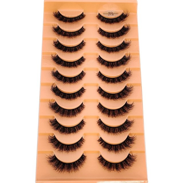 New 7/10 Pairs Faux Mink Eyelashes Handmade False Eyelashes Natural Nude Makeup Simulation Cross Messy Eye 3D Curly Eyelashes