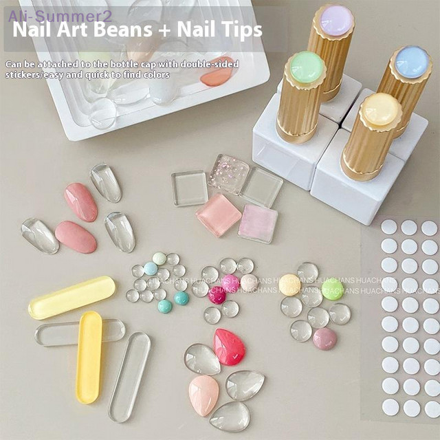 Mini Glass Color Card Manicure Bean Color Card Nail Polish Glue Plate Nail Polish High Transparent 3D Round Bead Manicure Tool