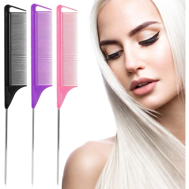 1pcs stainless steel pointed tail hair comb professional hair comb hair brush salon hair styling tool hair comb