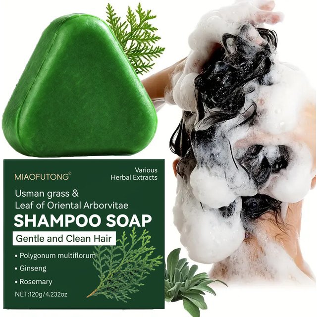 120g Herbal Anti Hair Loss Shampoo Soap Strengthen Roots, Repair Frizzy Hair, Handmade Solid Hair Cleanser for men & Women