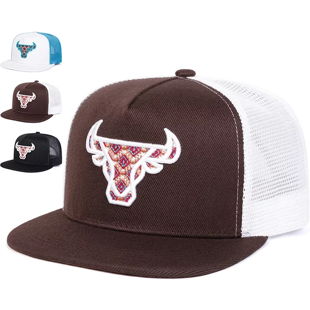 Unisex Ox Head Embroidery Hip-hop Net Hats Spring Summer Outdoor Adjustable Casual Baseball Caps Sunscreen Hat Cap