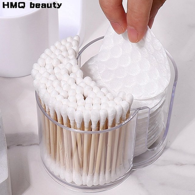 Cotton Swabs Storage Box Makeup Round Pad Holder Desktop Organizer Make Up Sponges Container Nail Art Tools Makeup Supplies