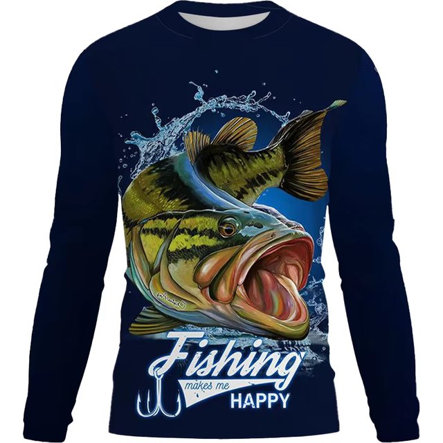 Fishing Shirt Men Summer Outdoor Fishing Clothing Sunscreen Long Sleeve 3D Print Casual Shirts Anti-UV Quick-Dry Fishing Shirts