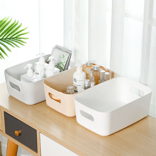 1/3Pcs Dormitory Miscellaneous Storage Box Desktop Cosmetic Storage Box Bathroom Kitchen Bedroom Plastic Storage Basket
