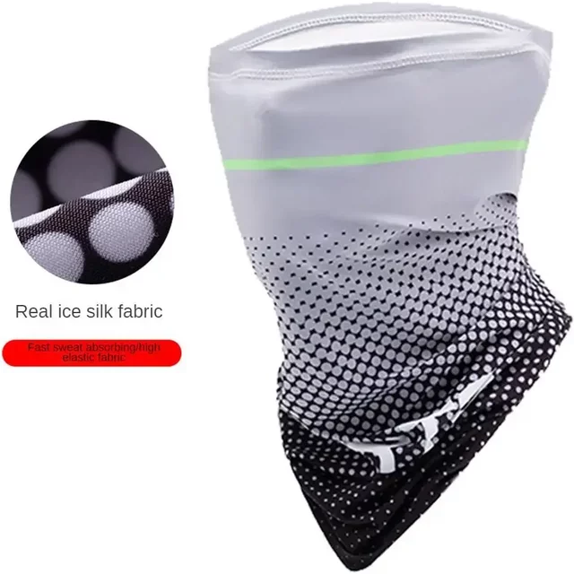 Ice Silk Cycling Face Mask Sweat Absorbing Neck Tube Bandana Scarf For Hiking Camping Motorcycle Men