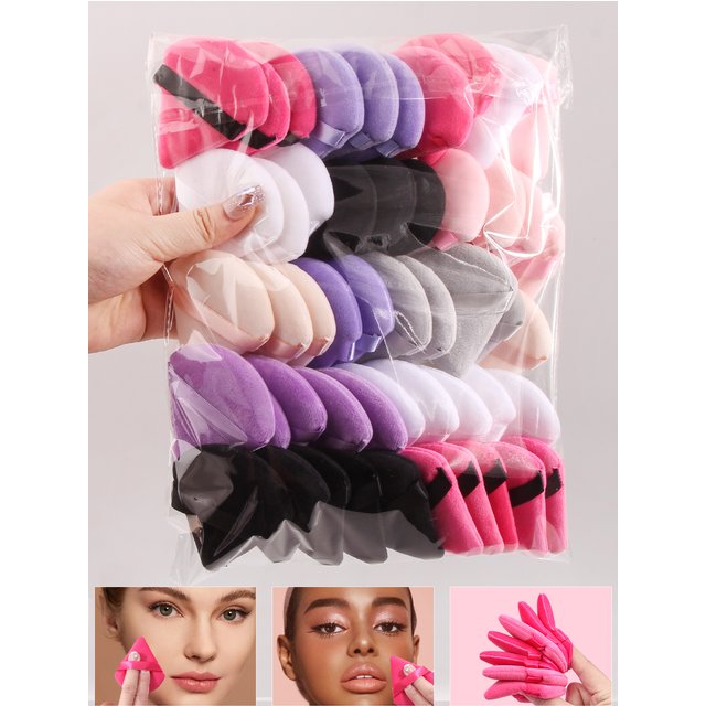 50Pcs Mixing Colors Randomly Triangle Makeup Puff For Loose Powder Liquid Cosmetic Soft Plush Makeup Puff Makeup Foundation Puff