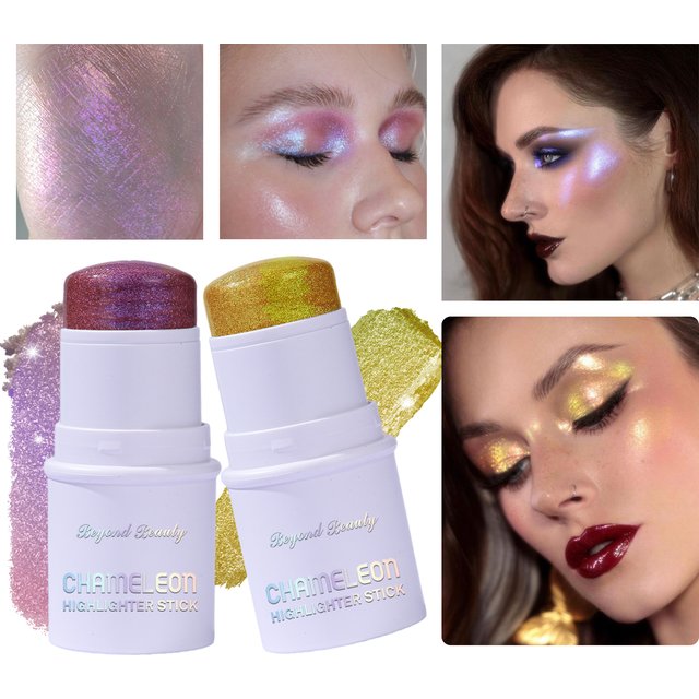Chameleon Holographic Glitter Shimmer Stick,Makeup for Face and Body,Color Changing Under Light,Long Lasting Highly Pigmented