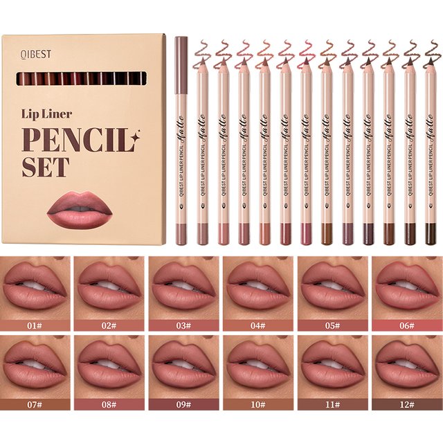 12 piece matte lipliner set, smooth and easy to apply, non smudging and non fading, natural makeup effect