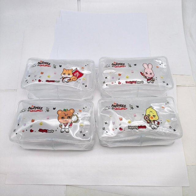 Ateez Transparent Zipper Pouch Multifunctional Clear Cosmetic Bag Portable Stationery Storage Case Makeup Travel Organizer