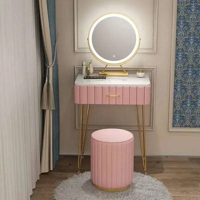 Organizer Storage Dressing Table Makeup Mirrors Nordic European Luxury Dressing Table Led Lights Make Up Tafel Bedroom Furniture