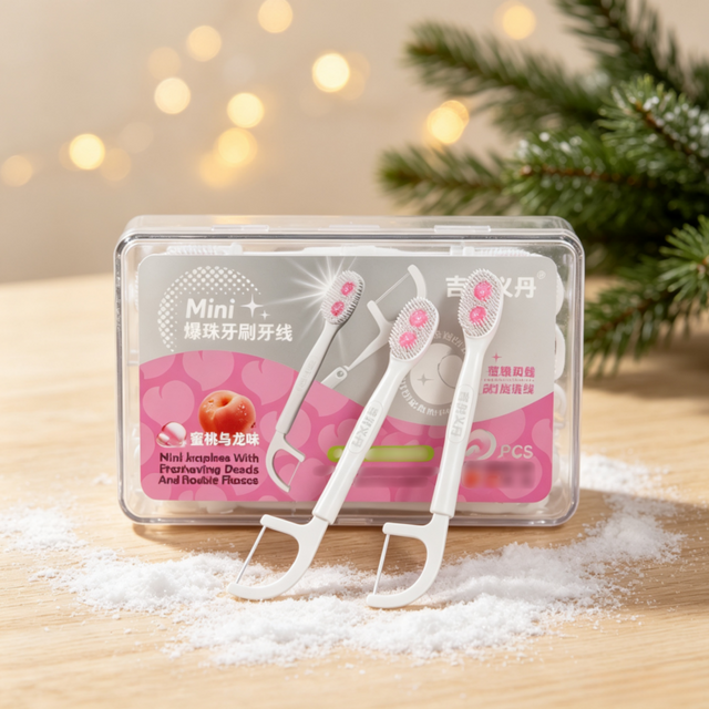 Water Saving 20PCS Jasmine Aroma Dual Fresh Bead Toothbrush with Floss, Portable Travel Disposable Oral Cleansing Brush