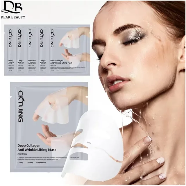 5PCS Collagen Face Masks Deep Hydrating Moisturizing Brightening Firming Skin Facial Masks Split Sheet Mask Korean Skin Care