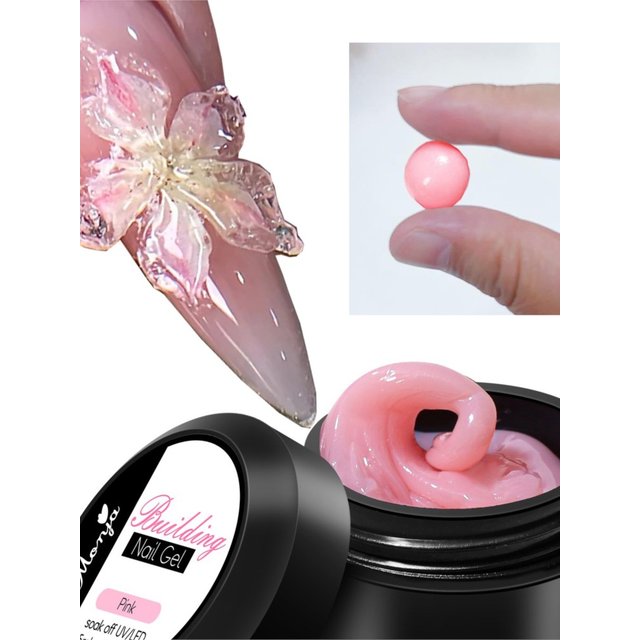 15ml Clear Non Stick Hand Extension Gel Nail Polish 3D Shaping Nail Art Solid Milky Jelly Pink Gel for Fake Nail Manicure Gel *(