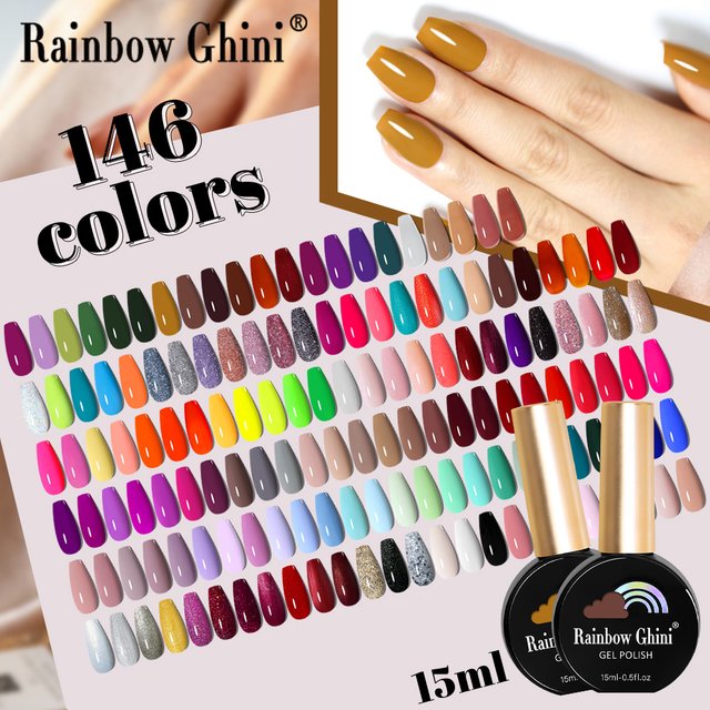 RG 15ml 146 Color Colorful Gel Nail Polish Wine Red Glitter Long Lasting Nail Art Jade Like Nude Pink Gel Polish Hema&TPO Free