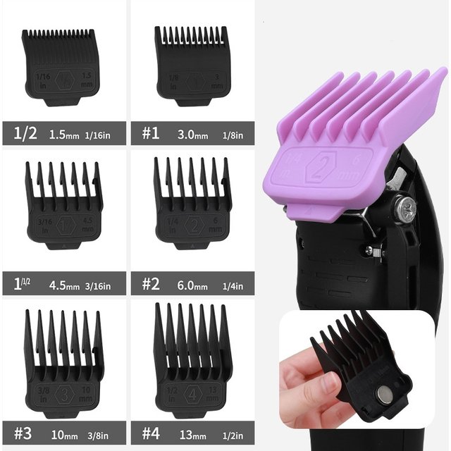 NEW 6Pcs Limit Comb With Magnetism For Wahl Hair Cutting Machine Black Hair Clipper Guards Hair Salon Pro Cutting Guide Combs