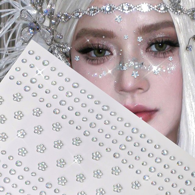 1Pcs 5D Fantasy Color Five-Petal Flower Face Rhinestone Sticker Sparkling Jewels Self-Adhesive Tattoos for Eye Body Makeup Decor