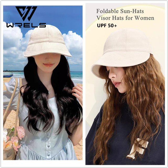 Summer Bucket Hat Breathable Women Wide Brim Beach Panama Visors Women Sunscreen Adjustable Elastic Outdoor Foldable Travel Cap