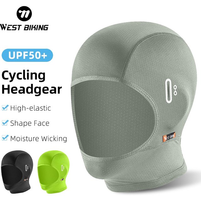 WEST BIKING Breathable Cycling Headgear UPF50+ Anti-UV Full Face Mask Summer Cool Headwear Bike Helmet Liner Cycling Equipment