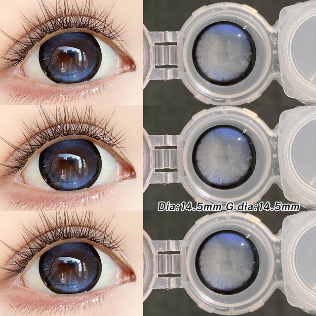 OVOLOOK-2pcs Blue Colored Contact Lenses for Eyes Natural Color Pupils Lens Beauty Brown Makeup Prescription Lenses for Party