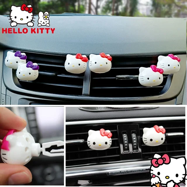 Hello Kitty-Désodorisant de voiture pour femmes mignonnes, parfum d'aromathérapie, clip de