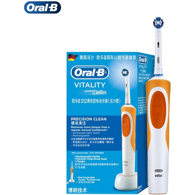 Oral B D12 Vitality Electric Toothbrush Rechargeable Sonic Tooth Brush Soft Bristle Inductive Charging Remove Plaque for Adult
