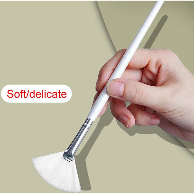 1/2pcs Fan Shaped Makeup Brush Facial Mask Brush Long Stem Fruit Acid Brush Facial Application Beauty Tools