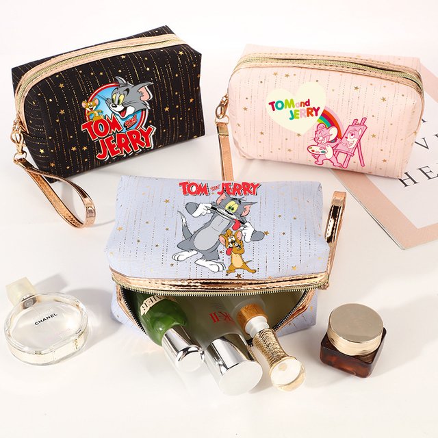 Anime Tom And Jerry Makeup Bag Women Cute Toiletry Bags Female Cartoon Travel Portable Storage Pouch Girl Zipper Wash Bag Gift