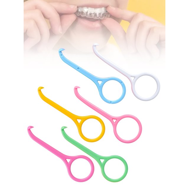 6pcs Dental Cleaning Braces, Oral Care Tools, Orthodontic Braces Hooks, Six Colors Randomly Available, Portable