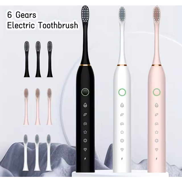 Electric Ultrasonic Toothbrush Six Speed Mode Home Soft Hair USB Charging Waterproof Adult Tooth Cleaner Automatic Couple Set