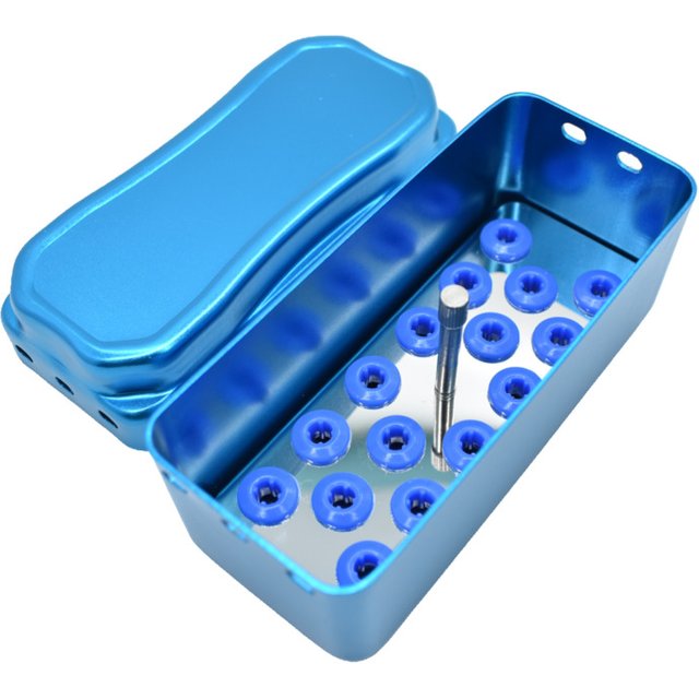 Dental Disinfection Box Endo Scaler Tip Metal Box Autoclave Sterilizer Case Burs For Oral Care Tools Random Color 16 Holes
