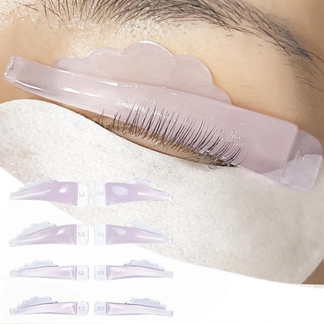 Lomansa 4 Pairs J/C Curl Silicone Eyelash Perm Pads Sticky Lashes Rods Shield Lifting 3D Eyelash Curler Accessories Makeup Tools