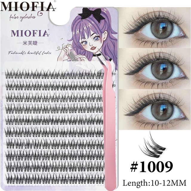MIOFIA Lashes Clusters Kit Manga Lashes Natural Fish Tail Eyelashes Lightweight Soft Individual Cluster Eyelash Extension Makeup