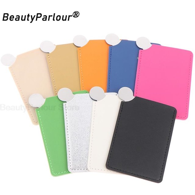 1PCS Metal Ultra-thin Mini Makeup Pocket Mirrors Stainless Steel Unbreakable Cosmetic Mirror Beauty Portable Mirror with Sleeve