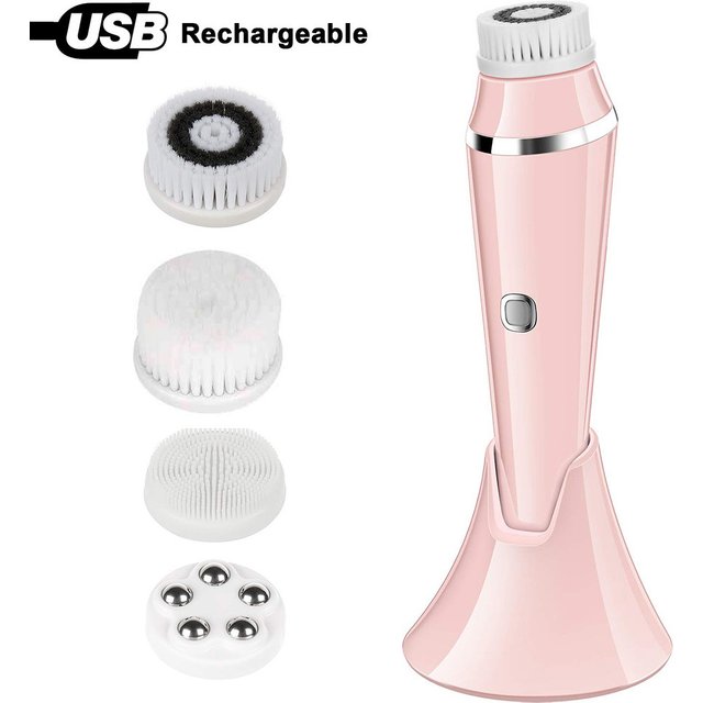 Electric Facial Brush 4 in 1 Rechargeable Exfoliating Peel Deep Cleansing Skin Pore Facial Cleaning Tool