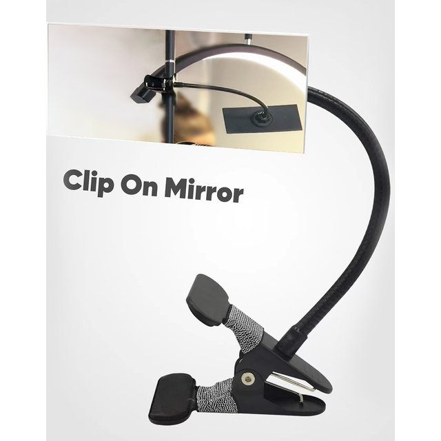 1Pc Clip On Mirror For Eyelash Extension , Black 360°Metal Stem With Convex Mirror,Home cosmetic Mirror Eyelash Artist Tools