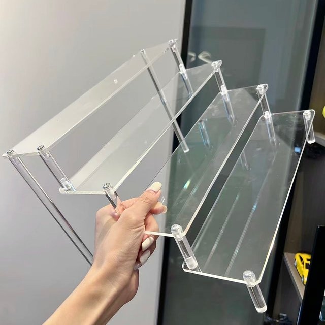 Support de rangement en acrylique transparent pour jouets, 1 à 5 niveaux, pour parfum, cosmétiques, présentoir en bois pour modèle de voiture, comptoir d'exposition de desserts