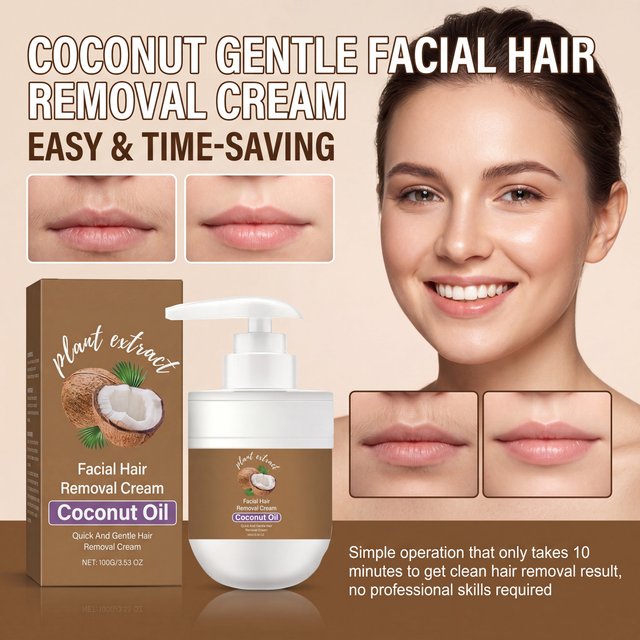 Gentle Hair Removal Cream For Facial Hair Removal Aloe Vera Coconut Oil Avocado oil Body Lip Flaky Skin Care Moisturizer 100g