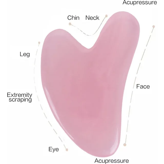 Heart Guasha Stone Face Rose Quartz Jade Massage Tool Chin Nose Lifting Firming Scraping Board Massage Facial Health Care Skin