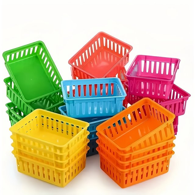 24/12/6 Storage Baskets - Colorful Pack of Storage Baskets, Plastic Storage Baskets, Colorful Shelves and Desk Makeup Organizers