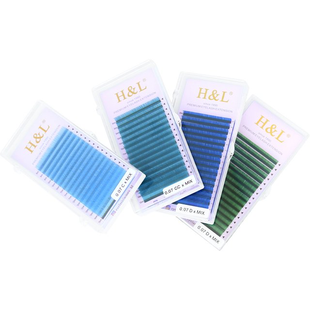H&L SINCE1990 Colored Lash Extensions 0.07mm C/CC/D Curl Colorful Individual Lashes 8-15 MIX Length Eyelash Color Makeup Cilios