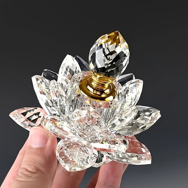 Bouteille de parfum en verre Lotus créatif, décorations de bureau décoratives en cristal, décoration de bureau pour la maison, bouteille de parfum de salle de bains