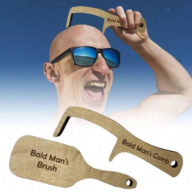 Funny Bald Man Grooming Tool Novelty Bald Man Hair Comb Hair Brush Buffer Head Polish Shiner Baldness Hairbrushes Gag Gift Comb