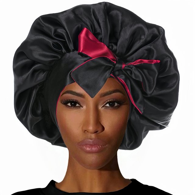 Double Layer Satin Bonnet Large Satin Bonnet for Sleeping, Reusable Adjusting Hair Care Wrap Cap Sleep Caps