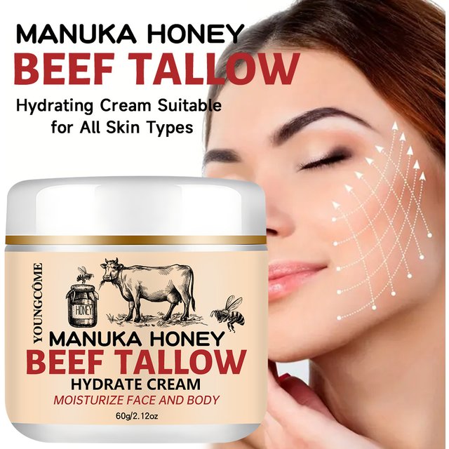 Manuka Honey Beef Tallow Face Cream Moisturiser Facial Anti Aging Skin Care Repair Fade Fine Line Wrinkle Remover Face Cream