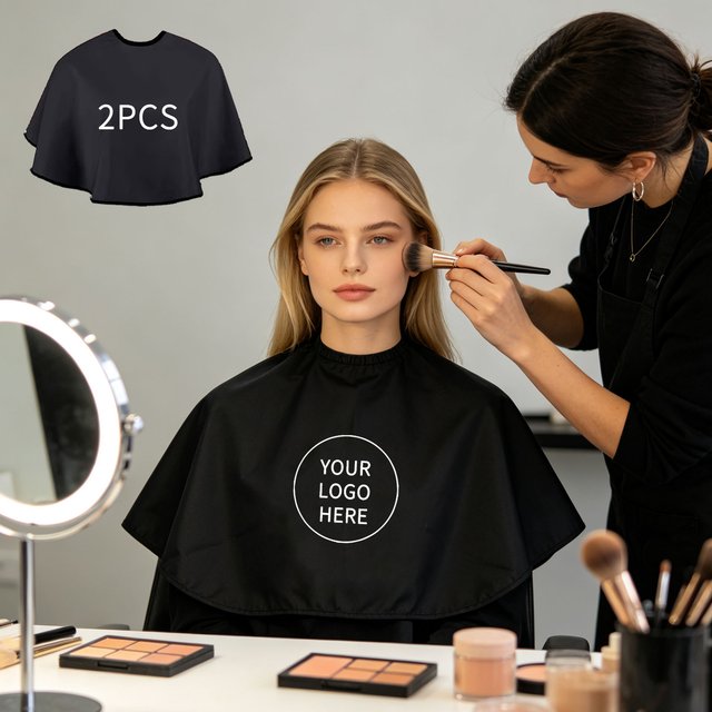 2Pcs Customizable Short Barber Cape for Salon, Print Your Logo Makeup Beauty Client Cape, Cosmetic Shoulder Cape