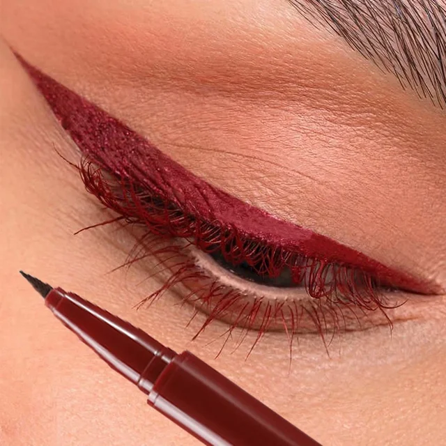 Crayon Eyeliner rouge à séchage rapide, longue durée, sans taches, lisse, mat, liquide, stylo
