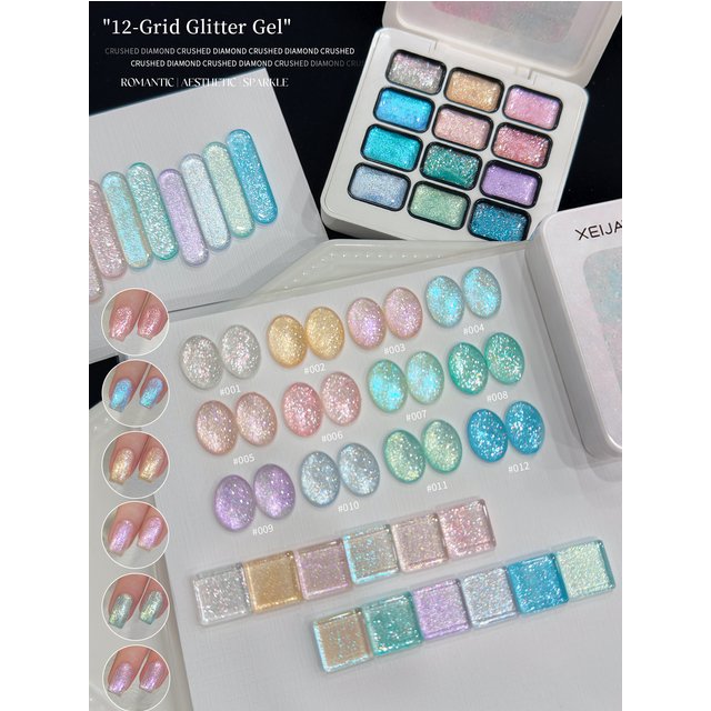 XEIJAYI 12-Colors Pattern Gel Smudges Canned High Saturation Popular Semi-Solid Nail Polish Gel Nail Salon for Special Use