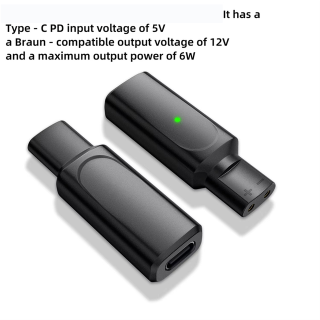 B86B-For Braun Series 3 5 7 9 6 1 XT5 12V Type-C Shaver Charger Adapter Charging Converter Electric Razor
