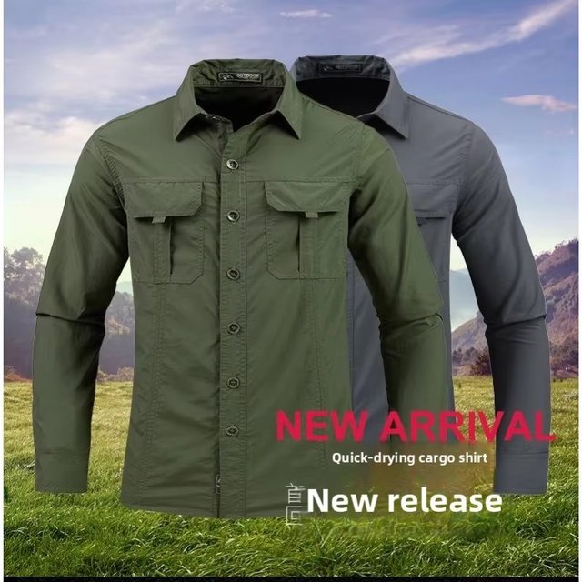 2025 spring summer Men's Lightweight Quick-Drying long sleeved shirts outdoor new men Breathable Sport Sunscreen Hiking Shirt