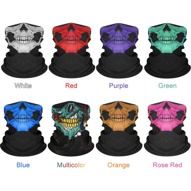 Halloween Motorcycle Face Mask Multipurpose Warm Ghost Scarf Scary Cycling Face Mask for Hiking Camping Running